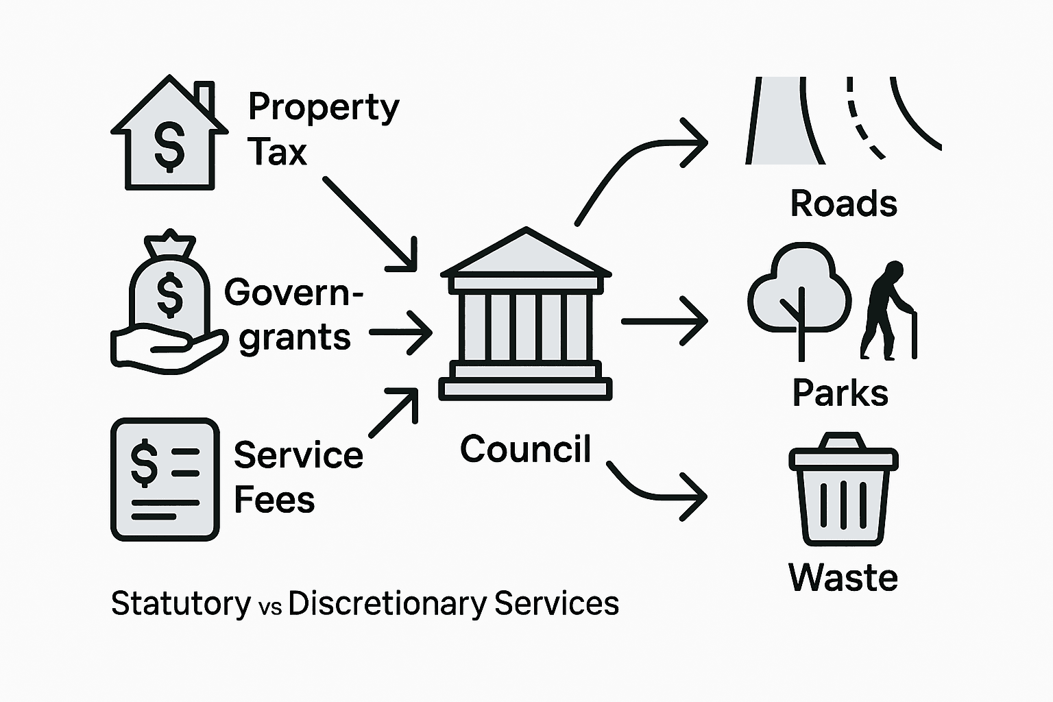 Council funding and services infographic