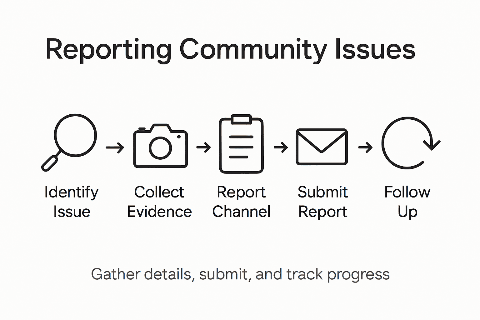 Infographic showing steps for reporting community issues