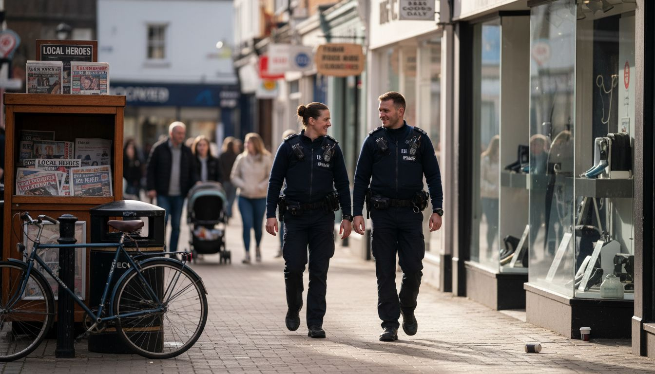 Police officers patrolling Waterlooville high street