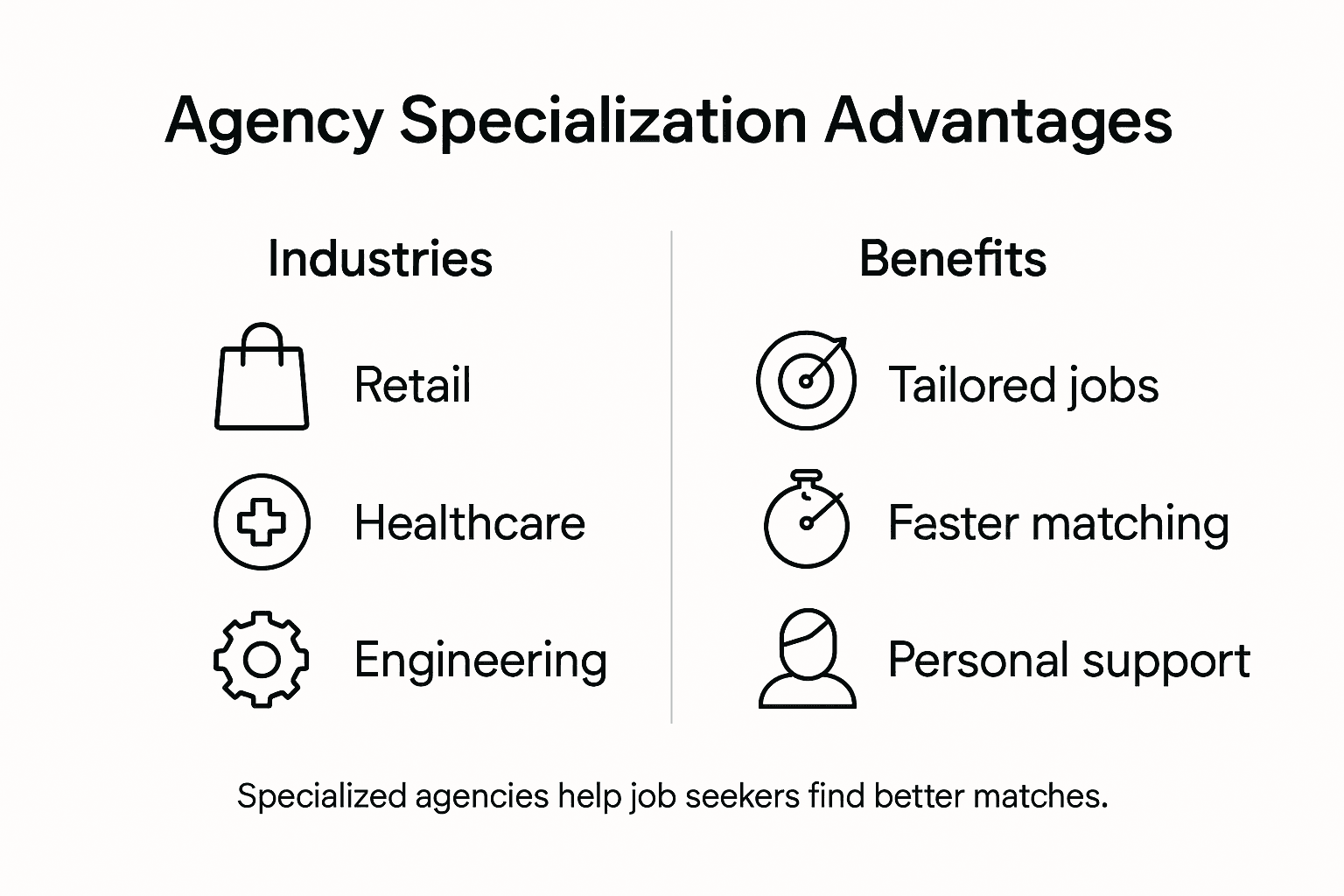 Infographic showing agency specialization benefits