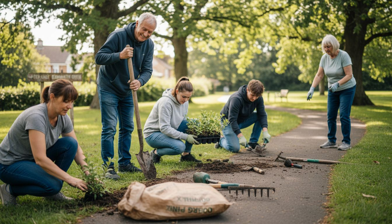 Waterlooville locals planting shrubs in park