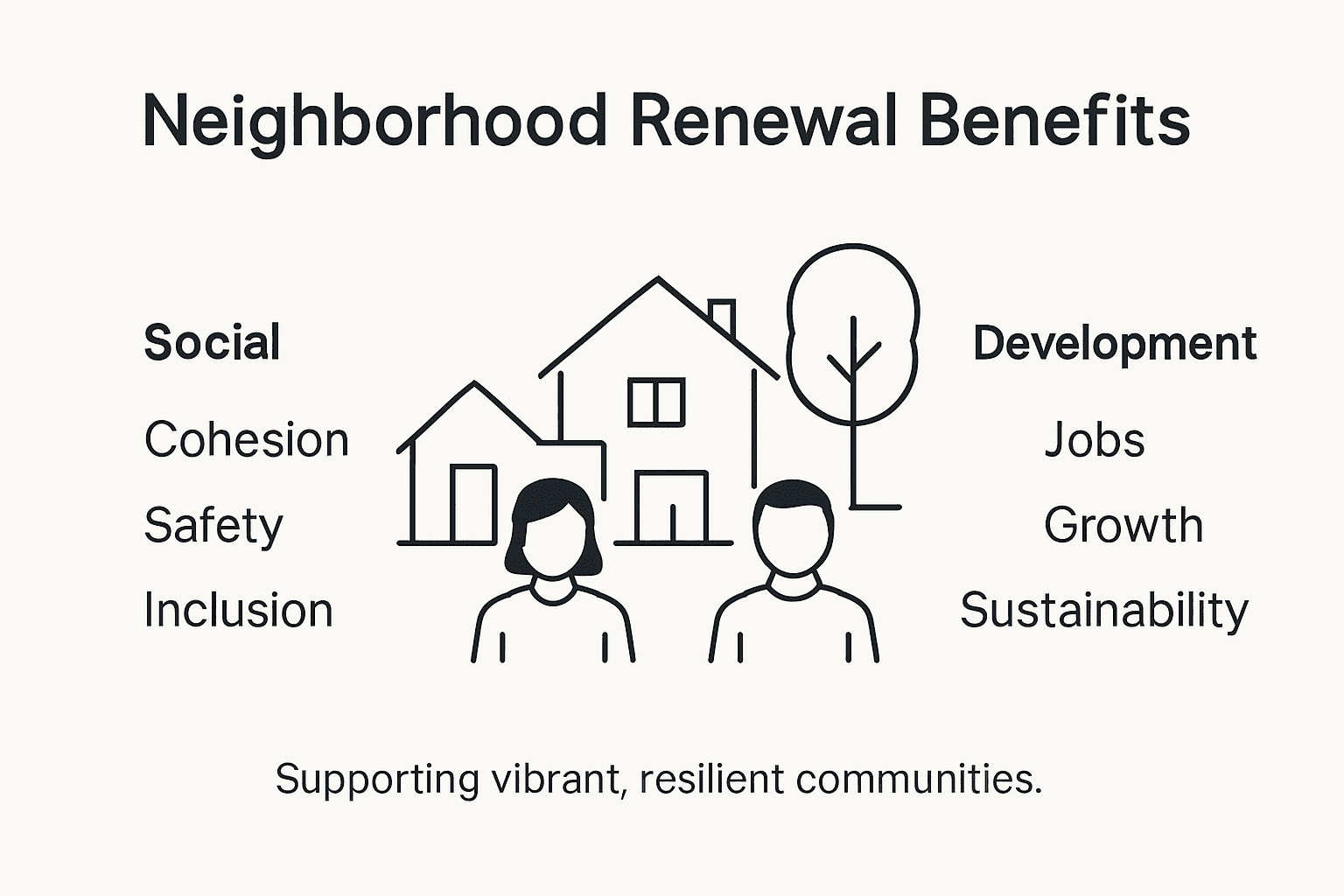 Infographic showing key neighborhood renewal benefits