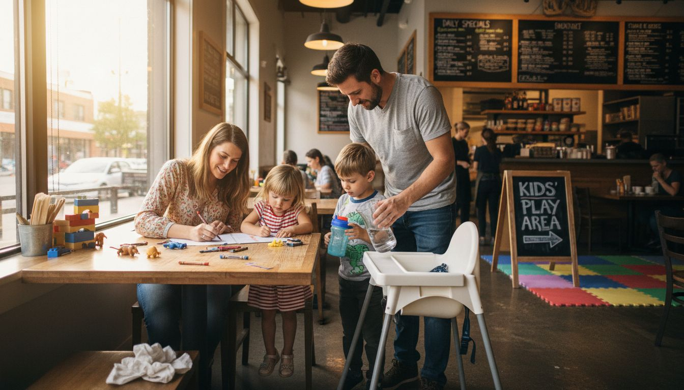 Family dining together in casual restaurant