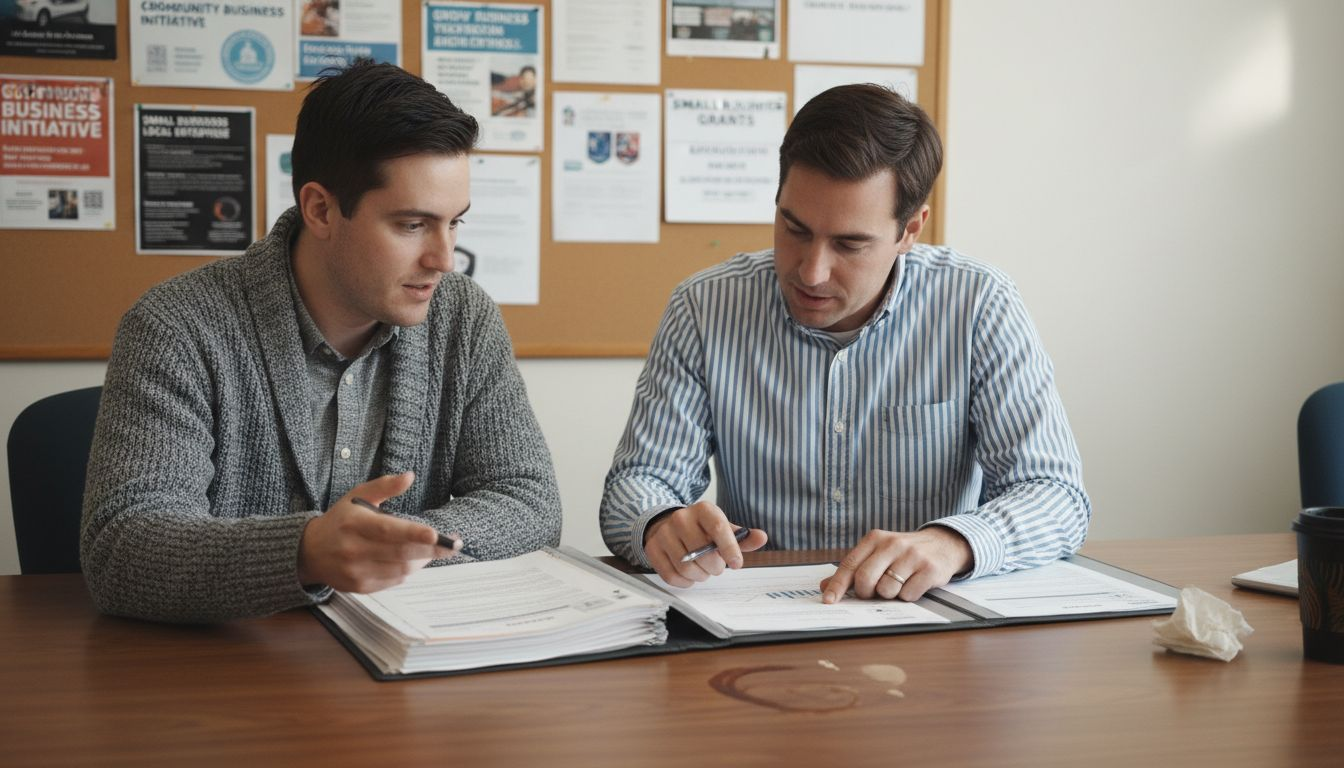 Committee members reviewing business grant proposals