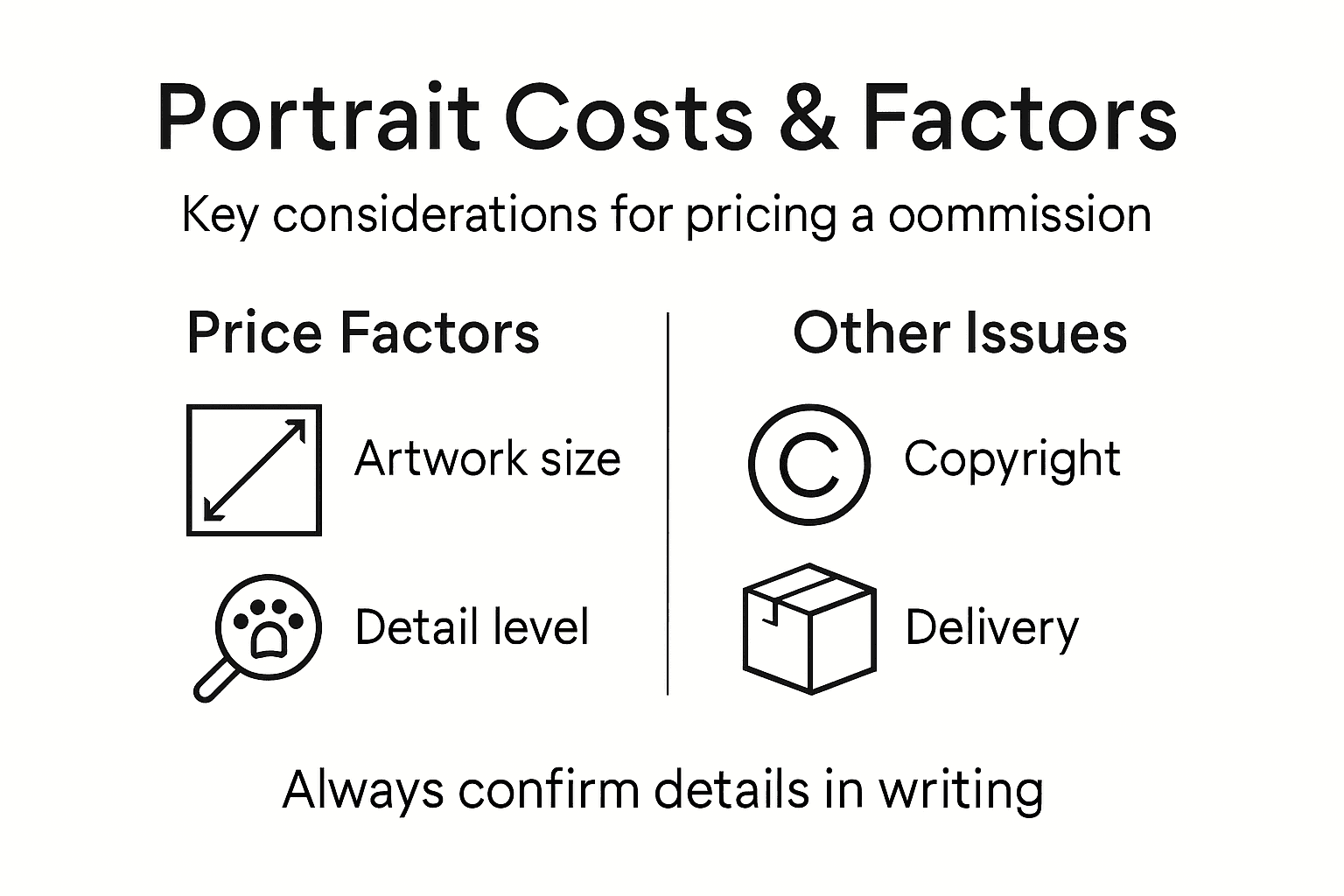 Infographic on pet-human portrait pricing factors