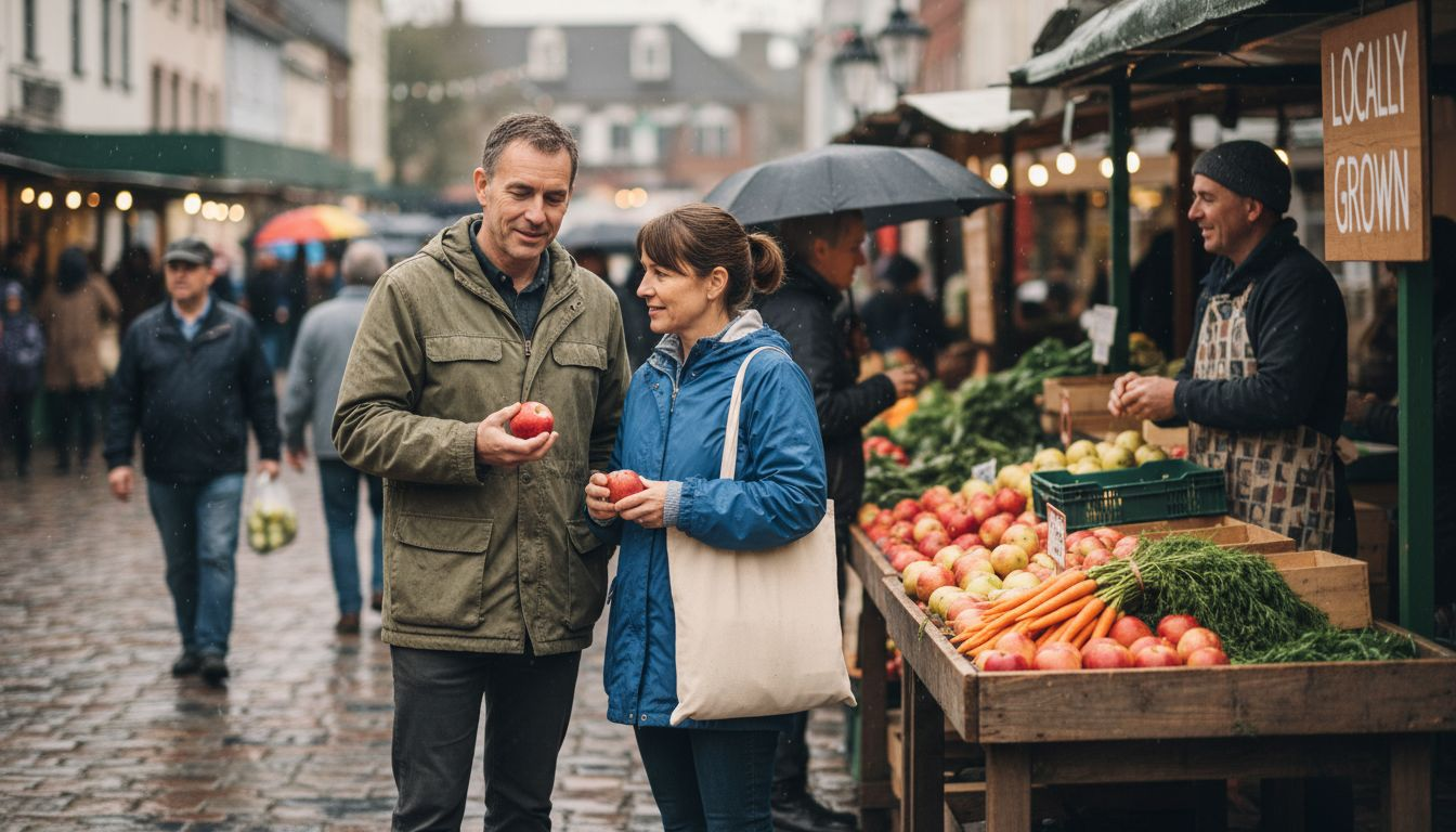 Waterlooville residents shopping at busy local market