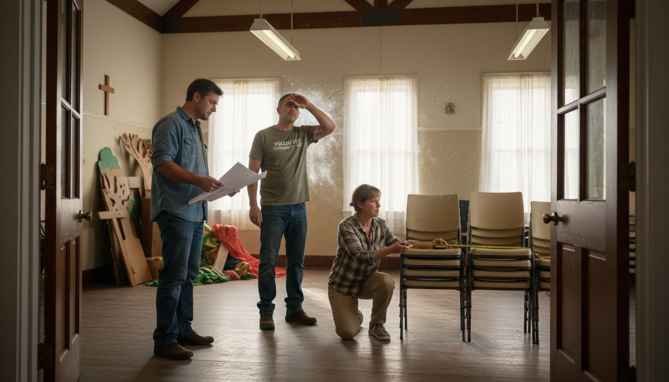 People inspecting local church hall venue