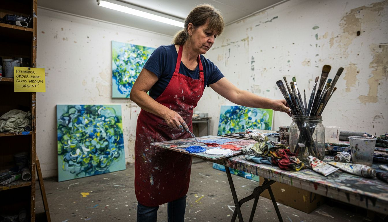Painter working in Waterlooville art studio