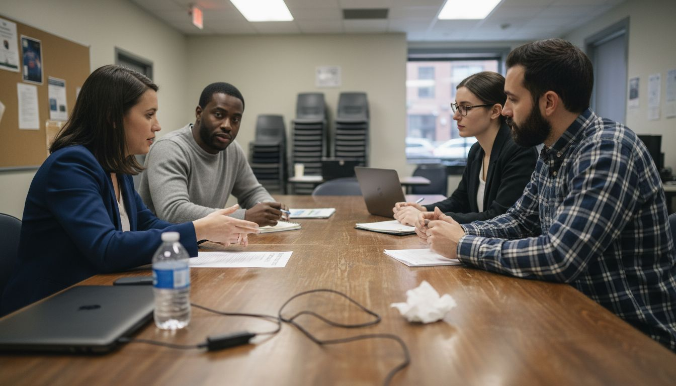 Professionals meeting at business forum event