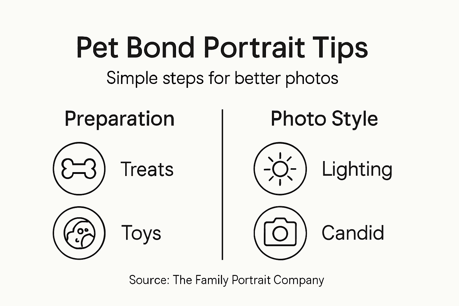 Infographic showing pet family photo tips