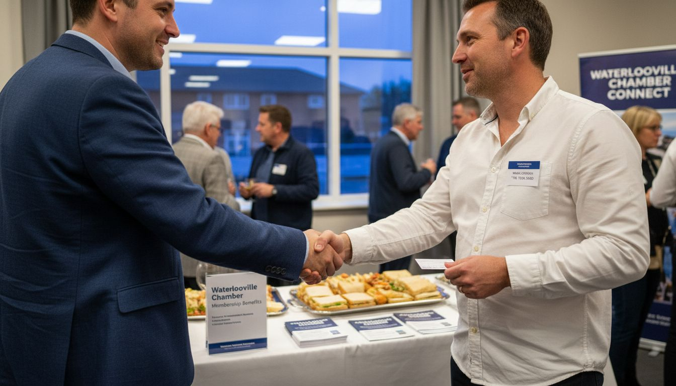 Business owners networking at chamber event