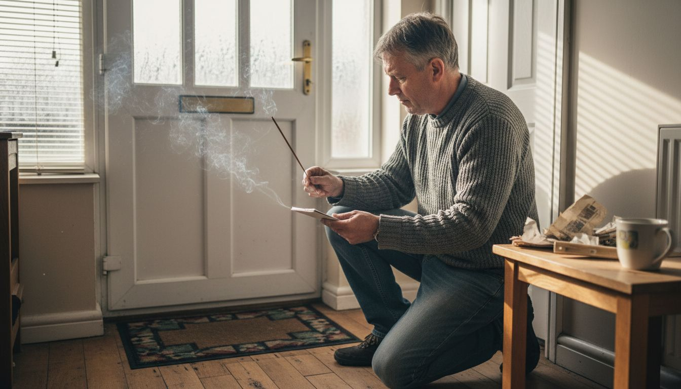 Homeowner performing DIY energy audit