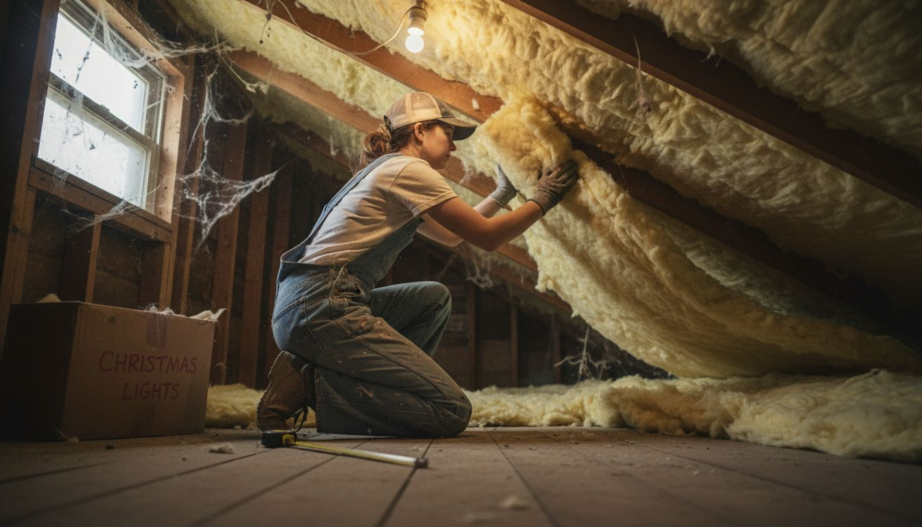 Attic insulation project in progress