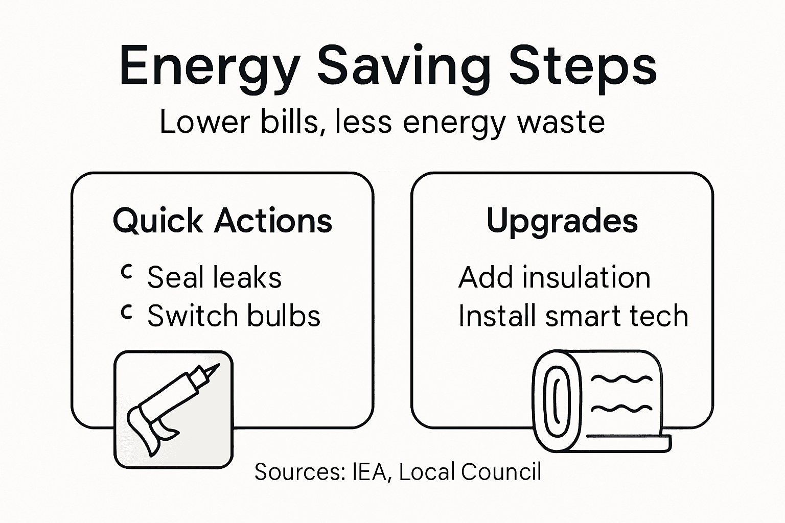 Infographic highlighting major energy saving methods