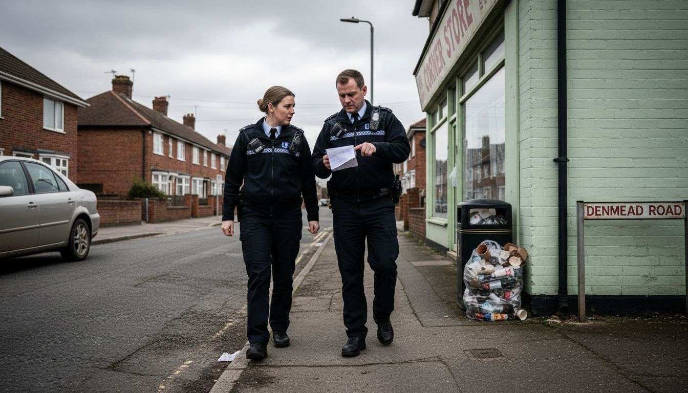 Constables reviewing notes on local issues