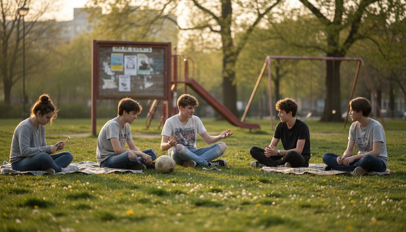 Teens engaged in local park activity