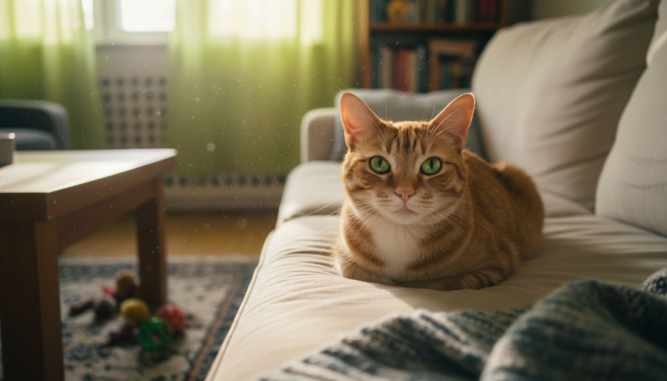 Cat portrait shot at eye level