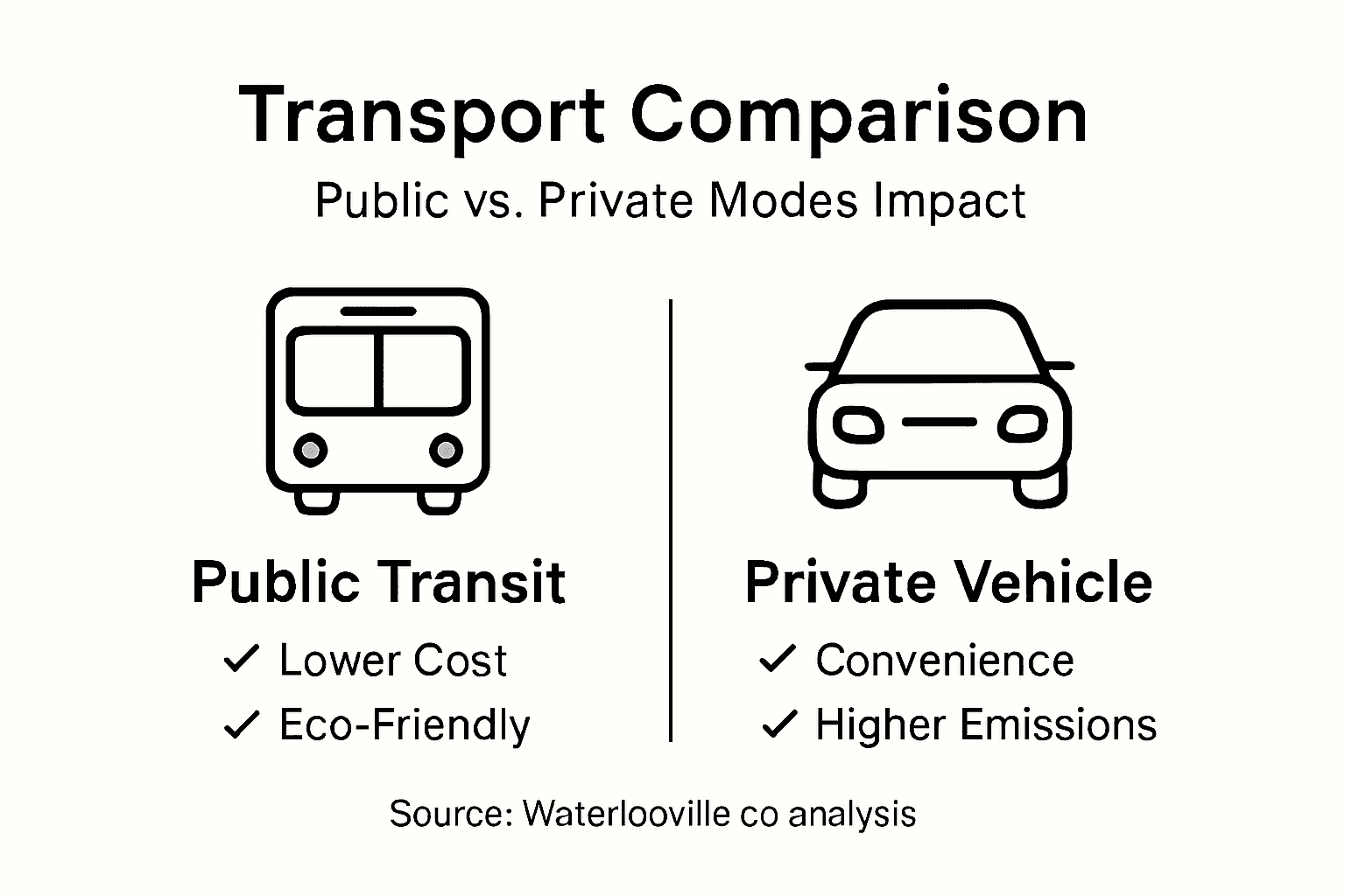 Infographic comparing public and private transport