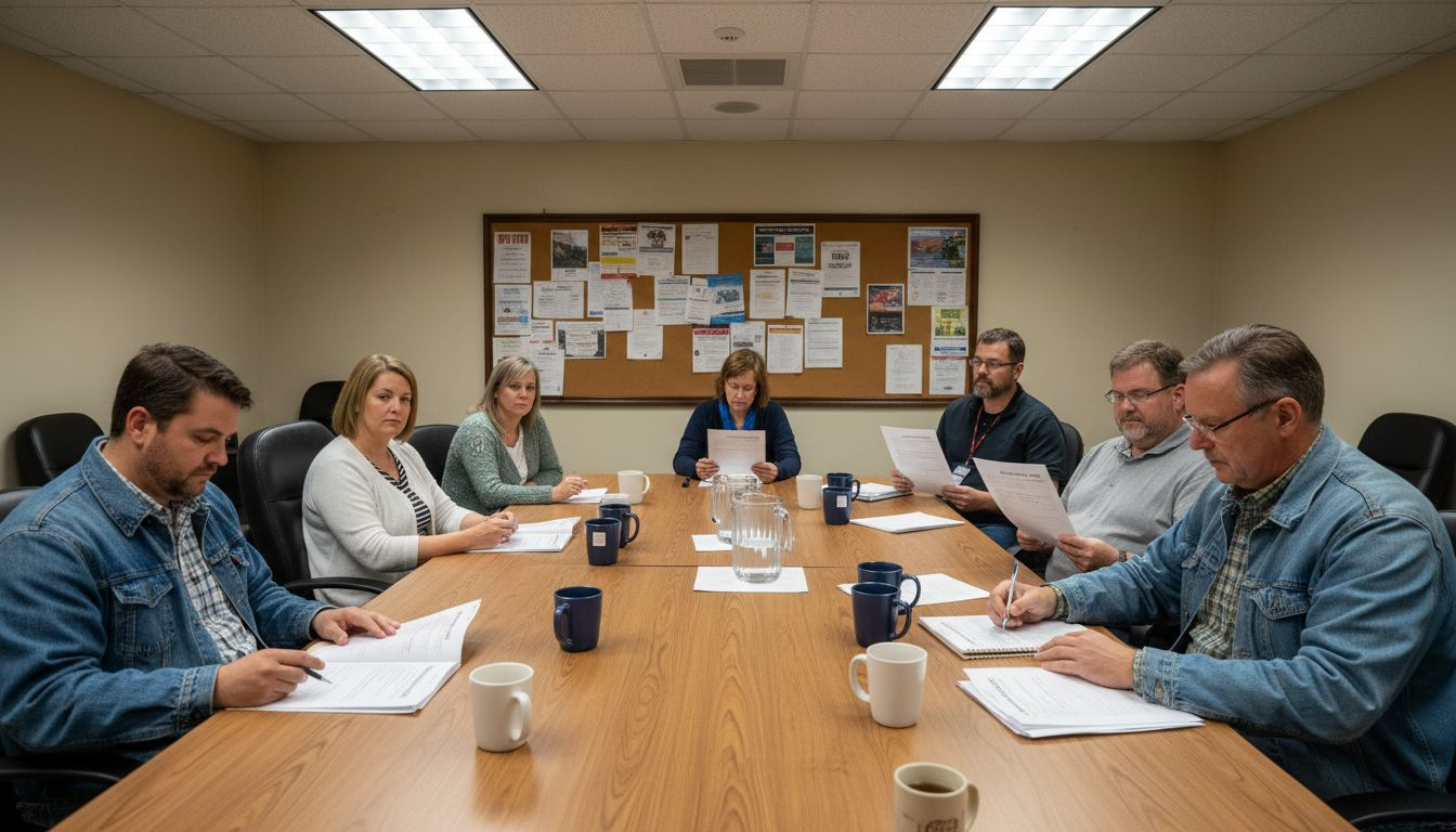 Community reviewing public consultation documents together