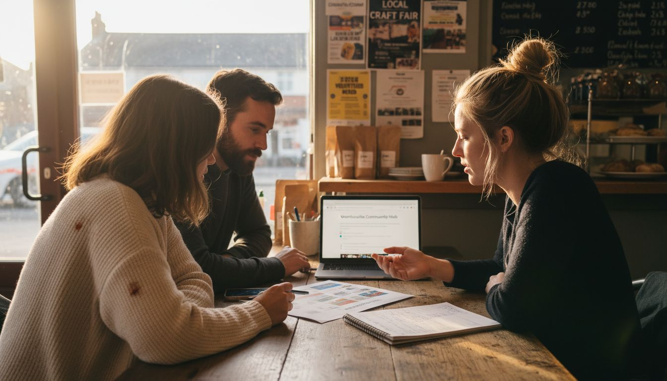 Local business owners collaborate on marketing in café