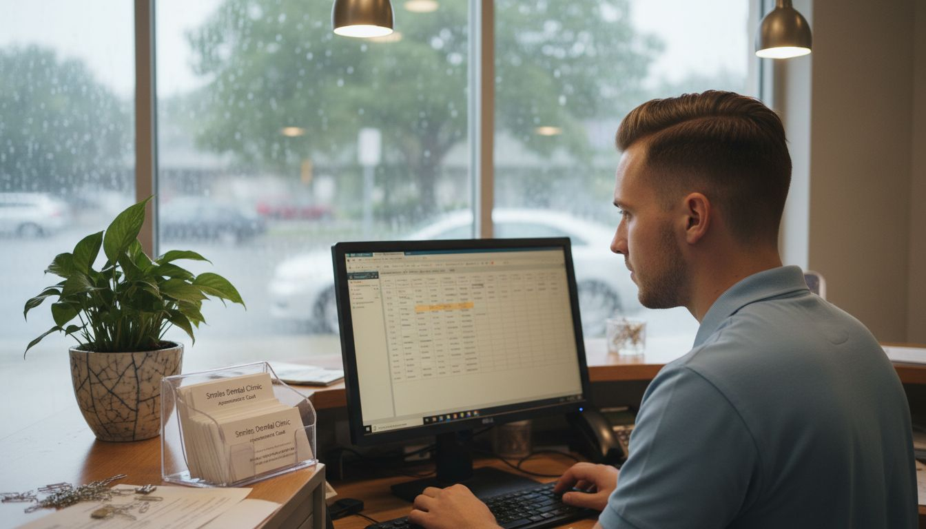 Receptionist handling appointments on booking calendar