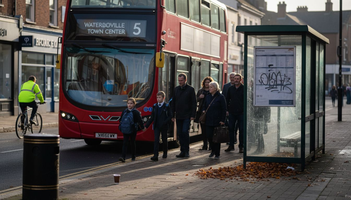 Commuters boarding bus in Waterlooville