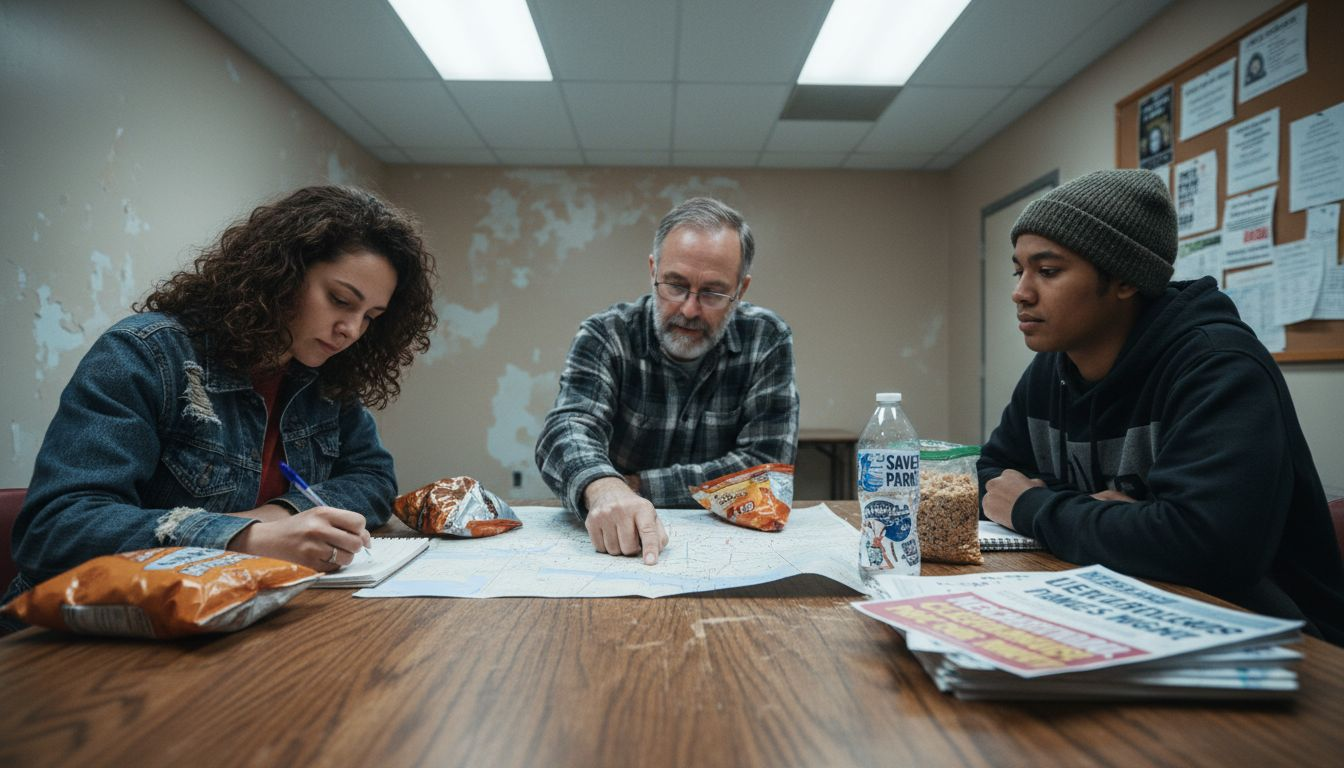 Community members meeting for neighborhood watch