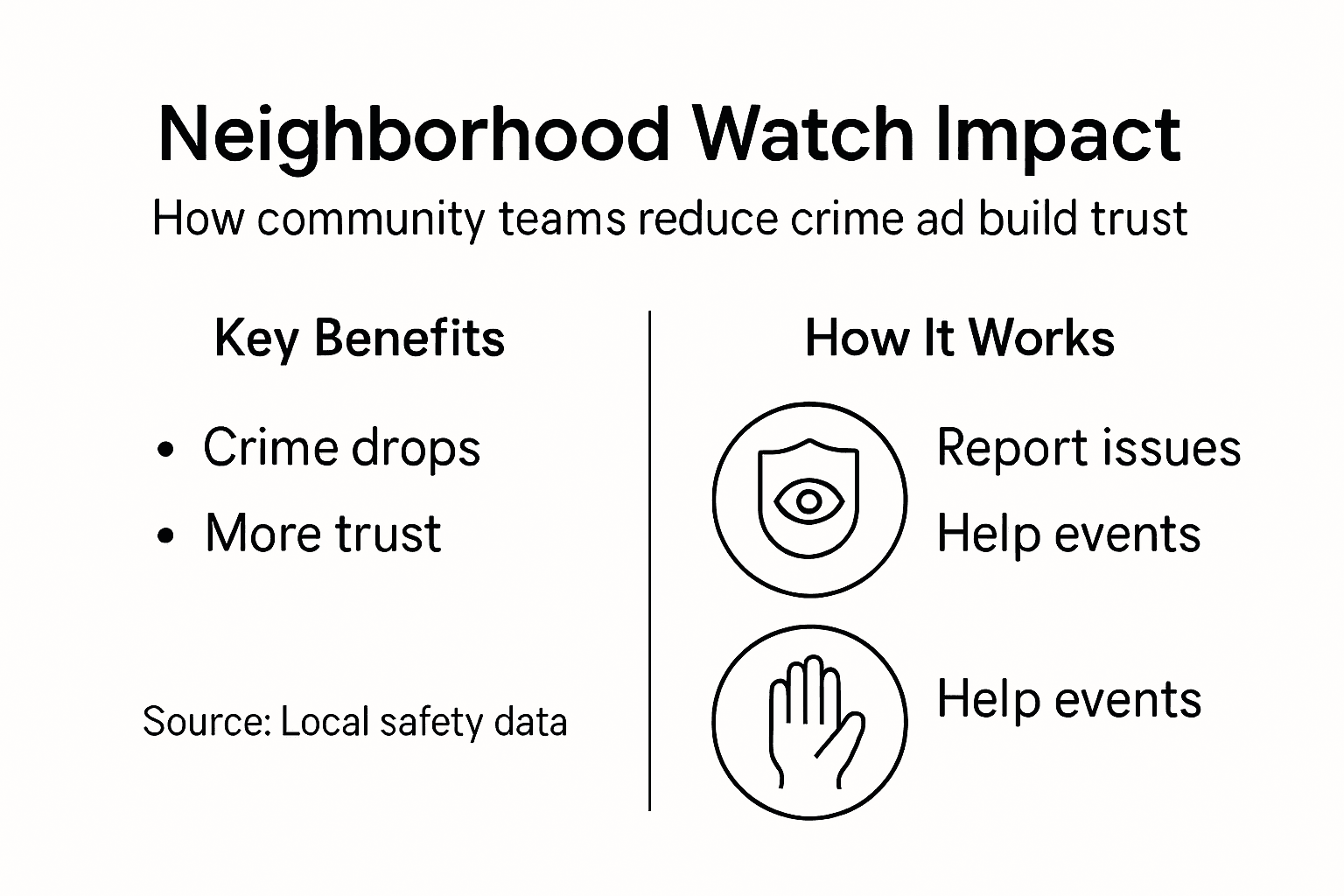 Infographic on neighborhood watch benefits and activities