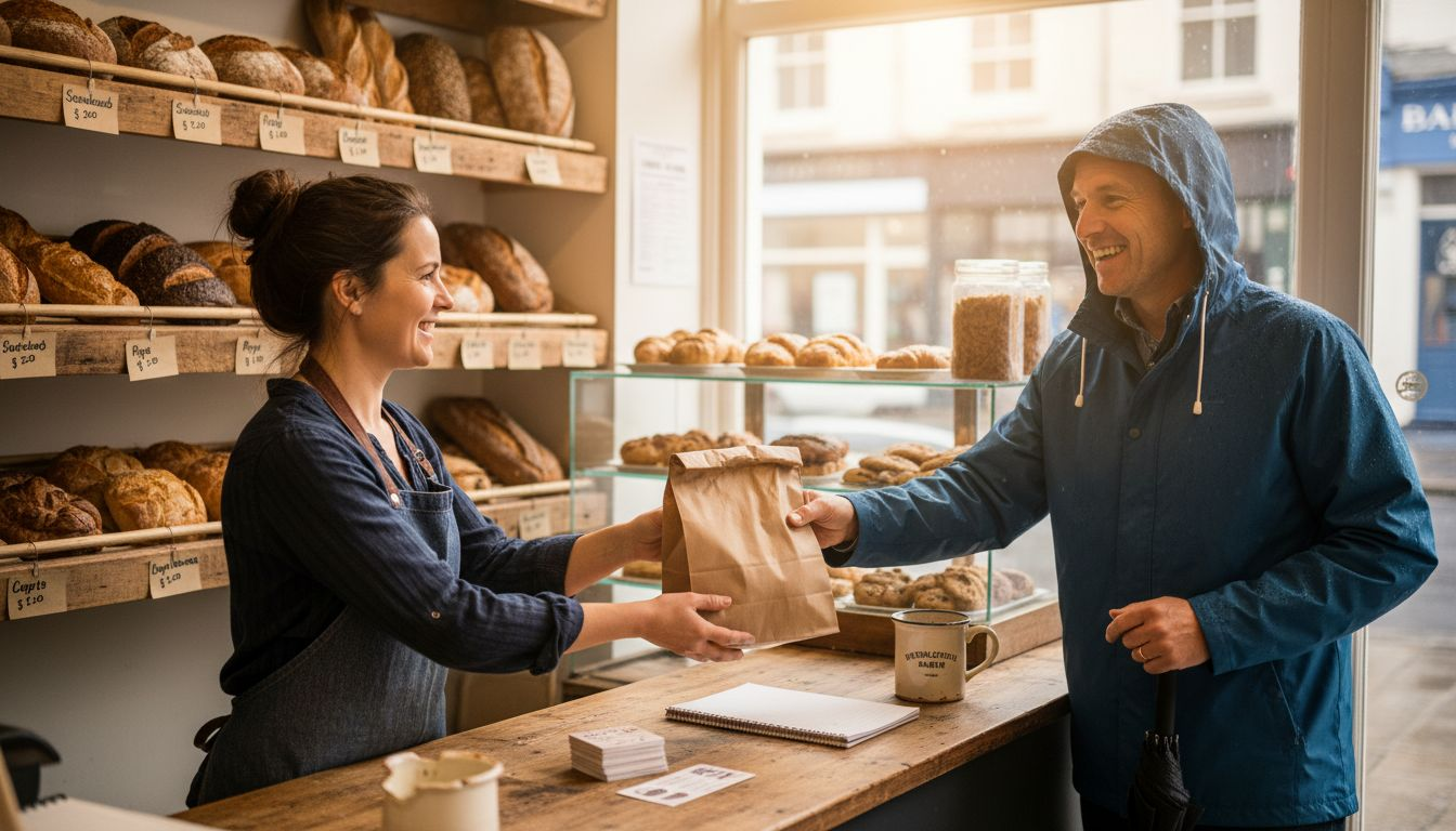 Bakery staff serving Waterlooville customer