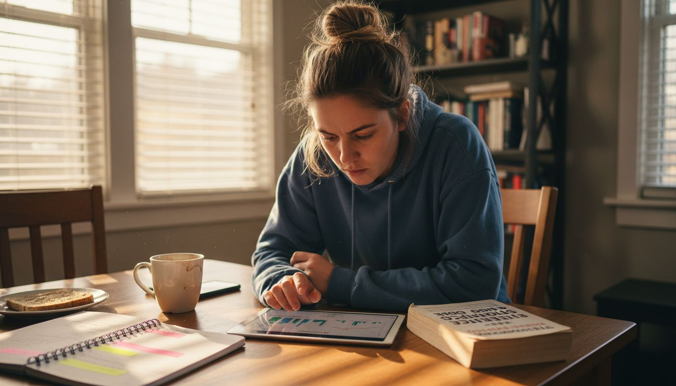 Person viewing Google Analytics dashboard at home