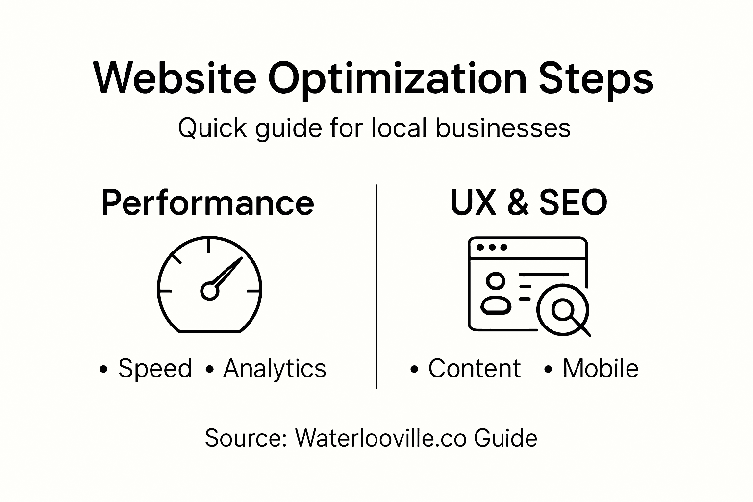 Infographic summarizing website optimization steps