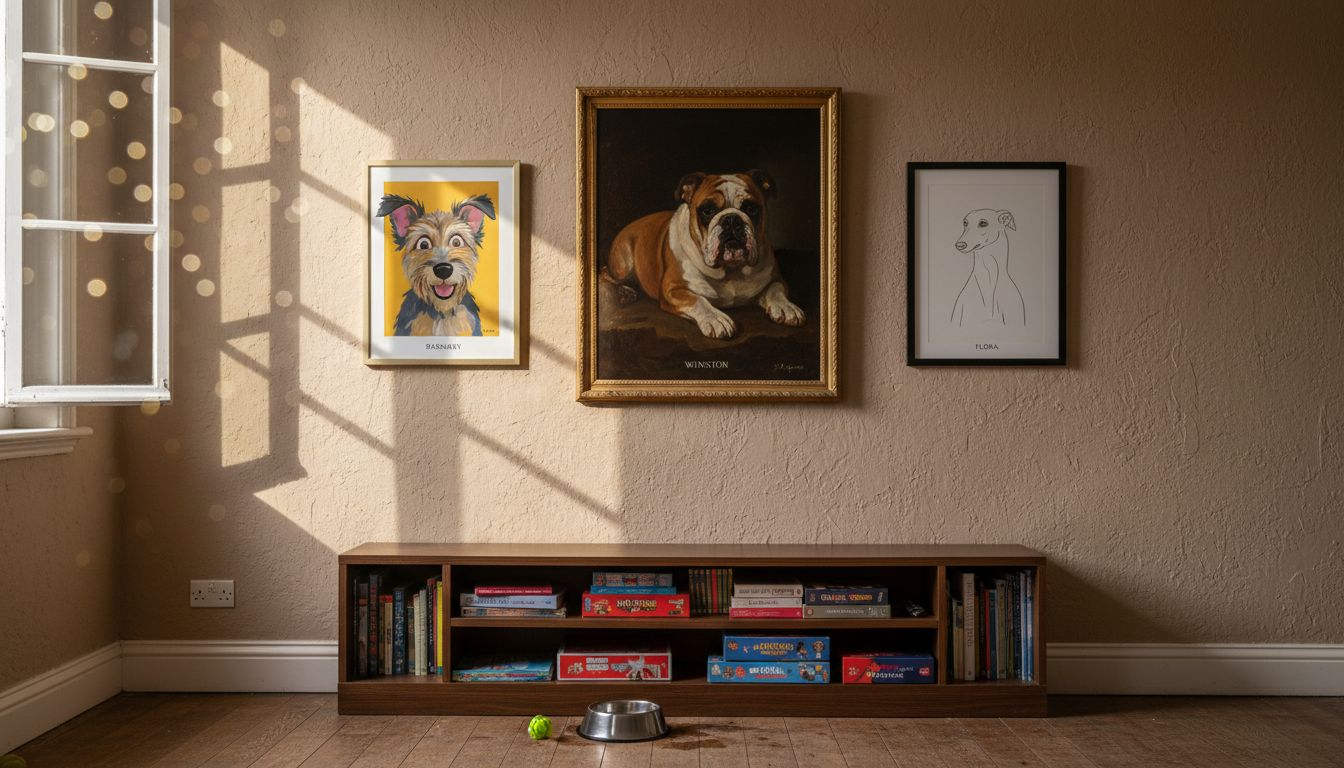 Three pet portrait styles displayed together