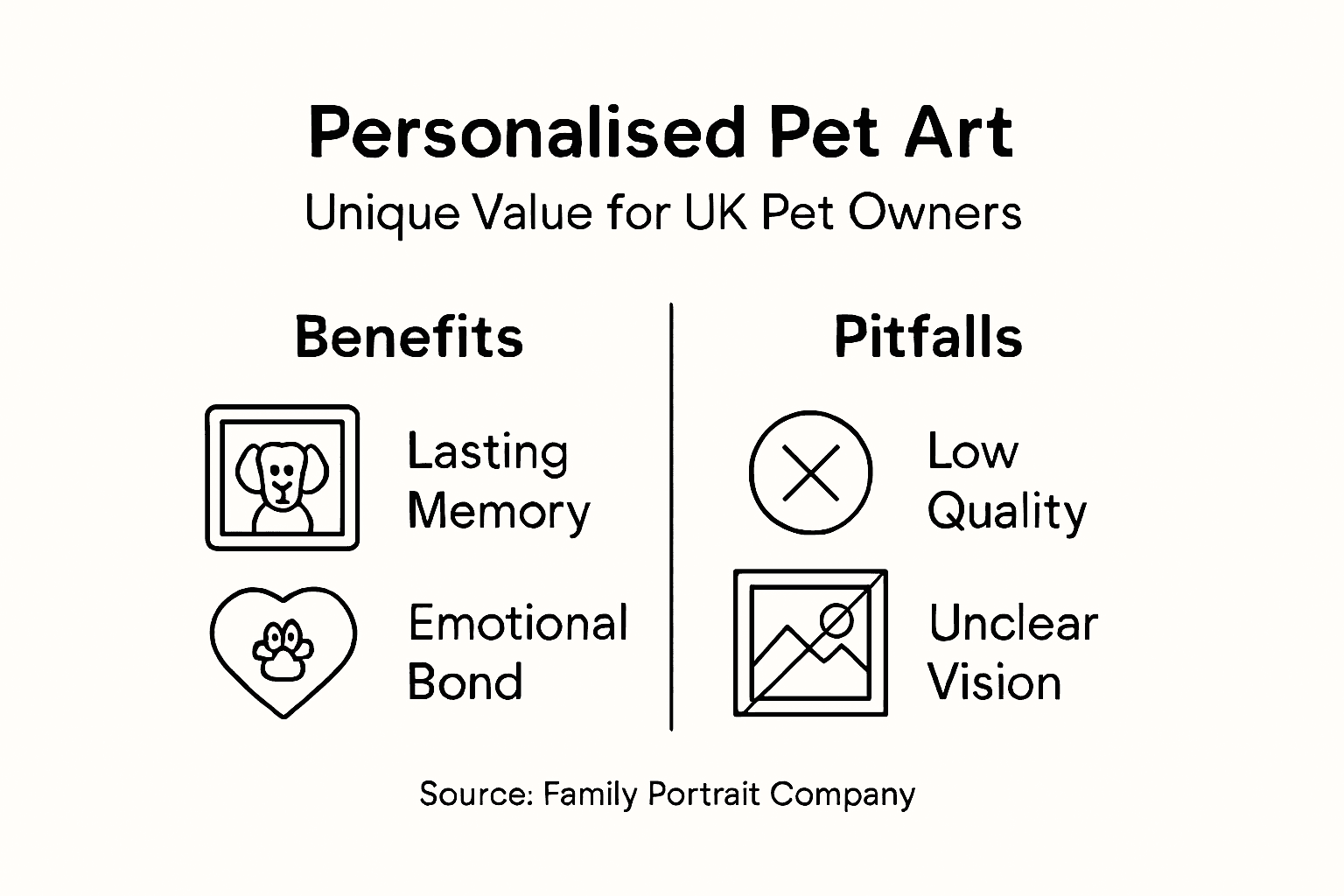 Infographic showing benefits and pitfalls of personalised pet art