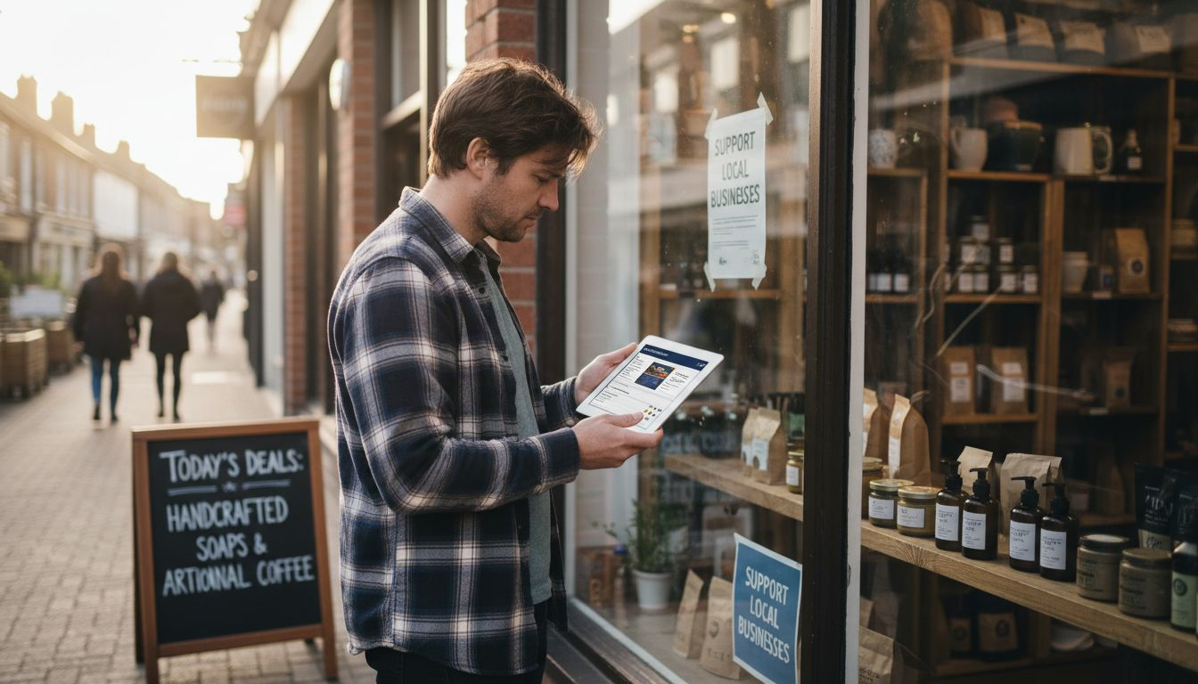 Waterlooville shop owner checking SEO strategies