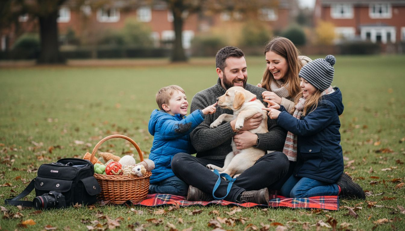 Family and pet for portrait session UK