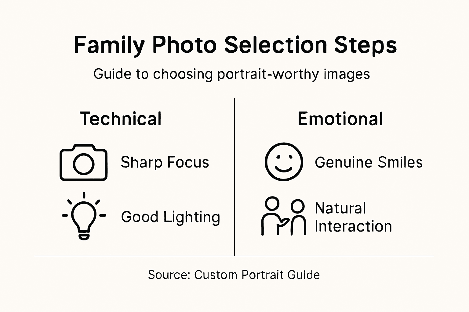 Infographic outlining steps for choosing family photos