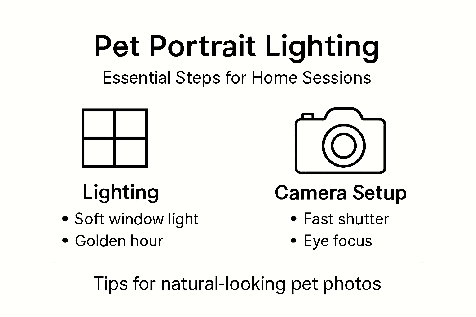 Infographic with lighting and camera basics for pet portraits