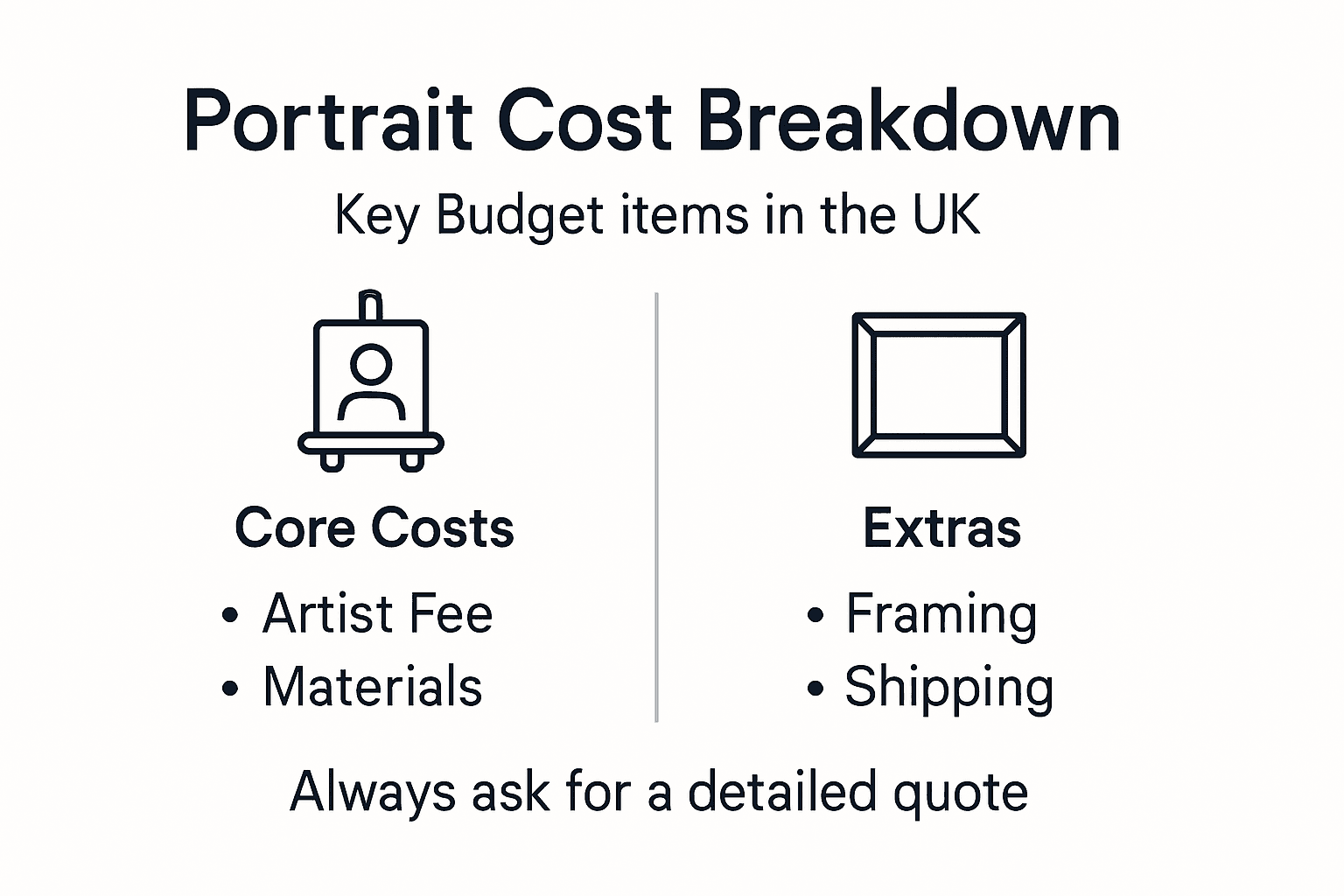 Infographic on main factors in UK portrait pricing