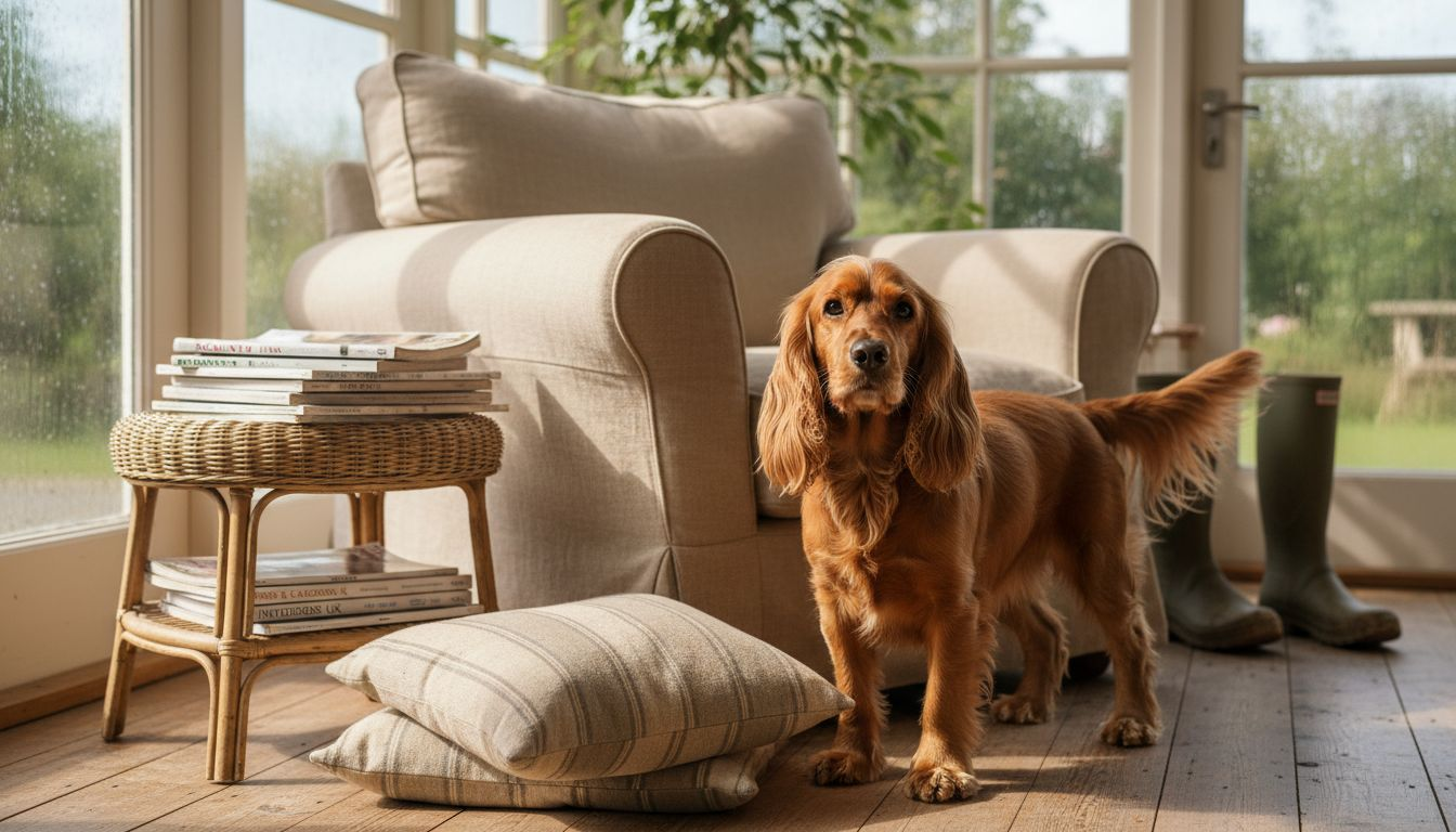 Cocker Spaniel in sunroom portrait scene
