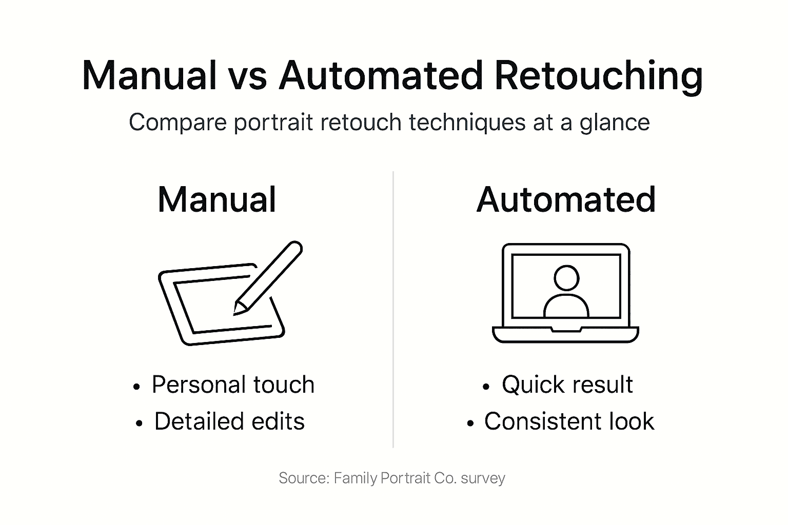 Infographic comparing portrait retouching methods