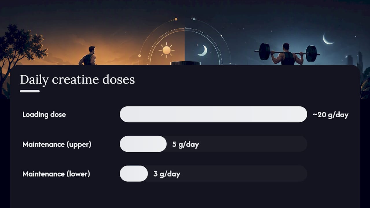 Diagram comparing creatine loading and maintenance protocols