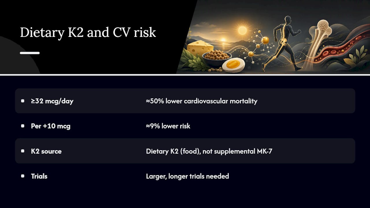 Chart showing vitamin K2 intake versus cardiovascular mortality risk