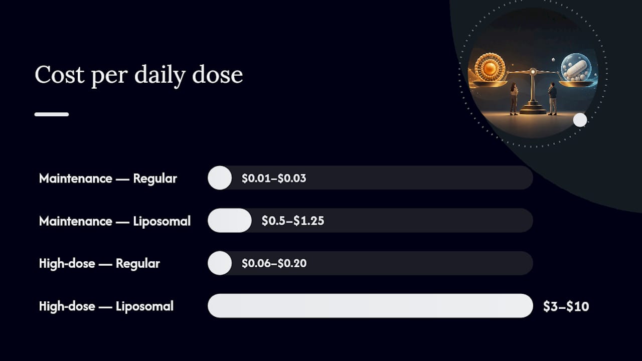 Cost and absorption comparison of liposomal vs regular vitamin C