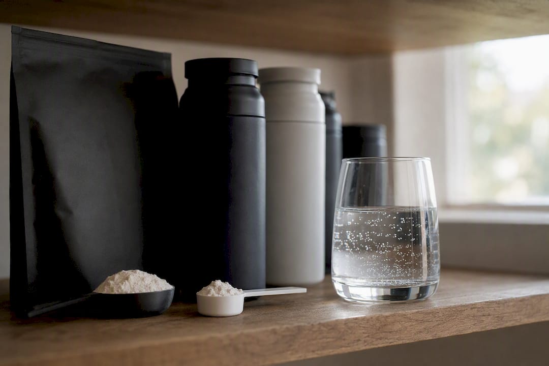 Electrolyte powders and supplements on counter