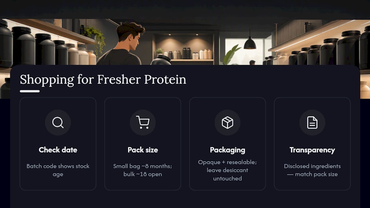Diagram comparing protein powder freshness factors