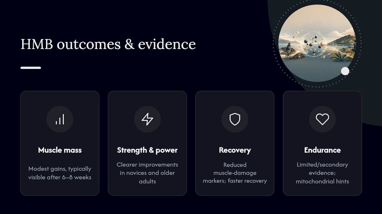 Five HMB outcome areas and evidence strength