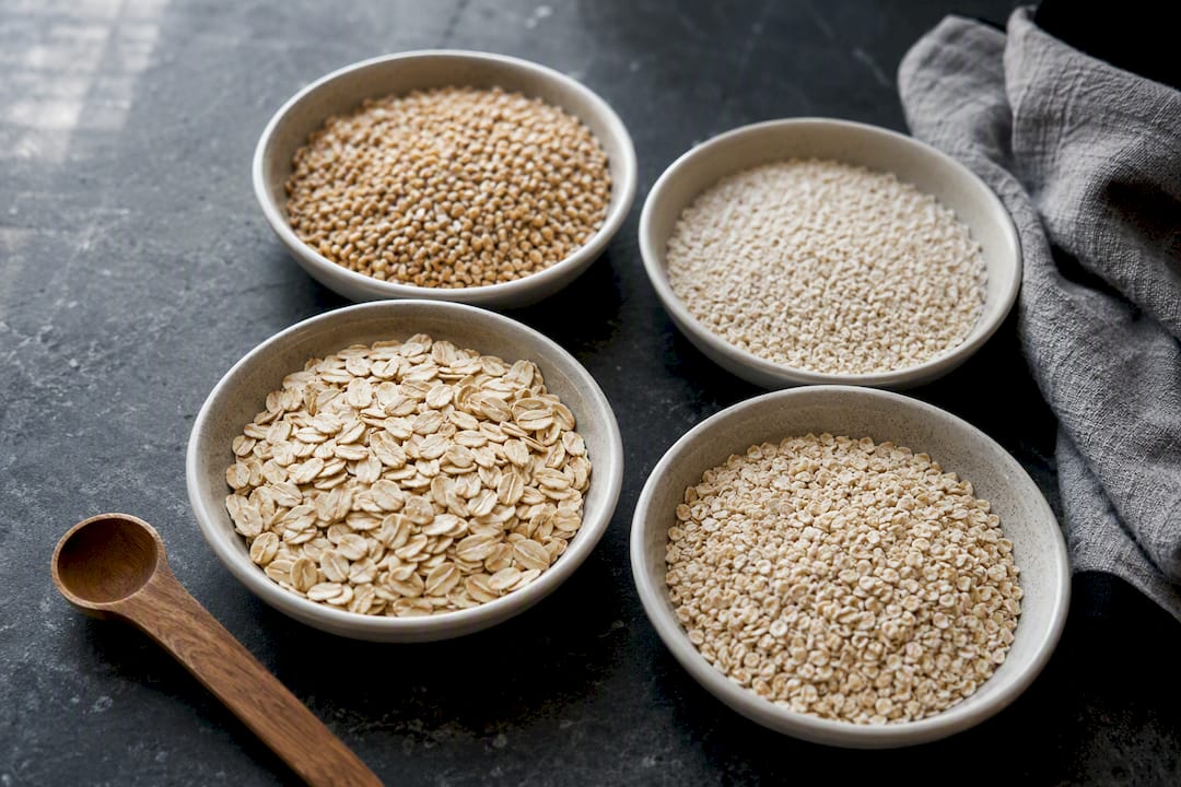 Four oat varieties showing different textures