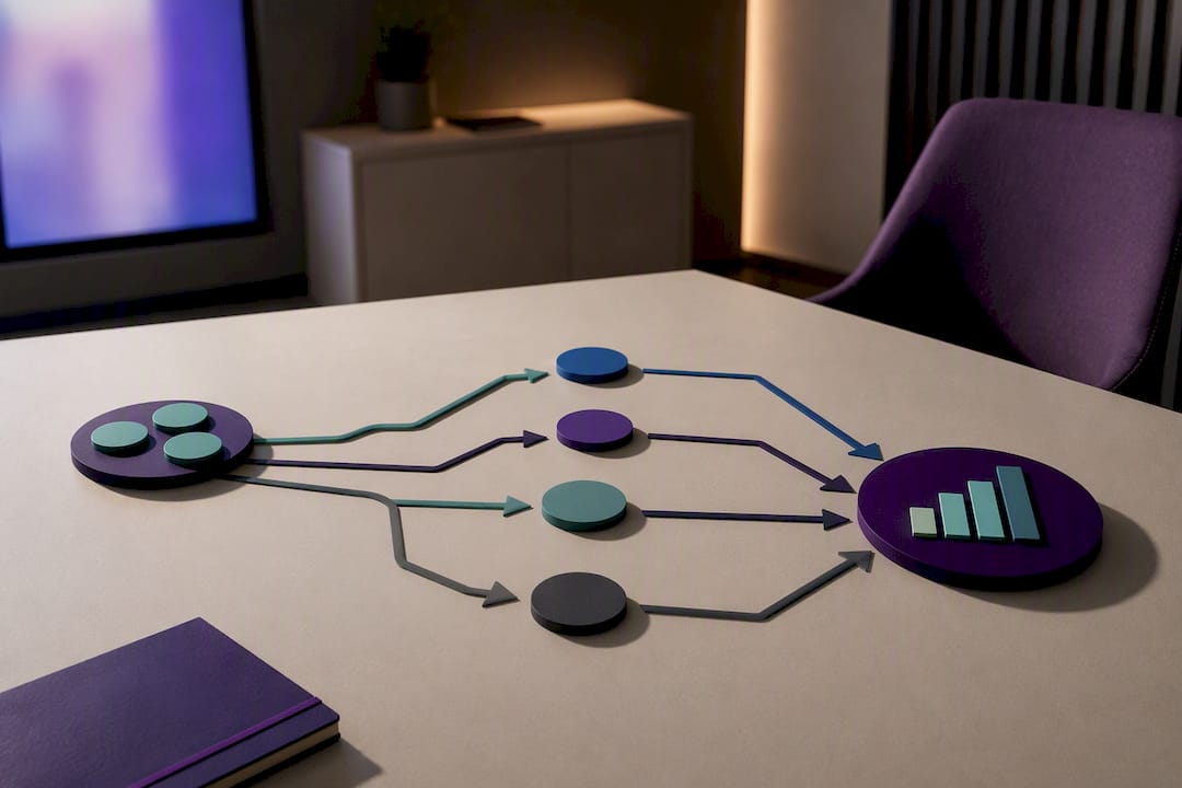 Decision paths converging into debrief