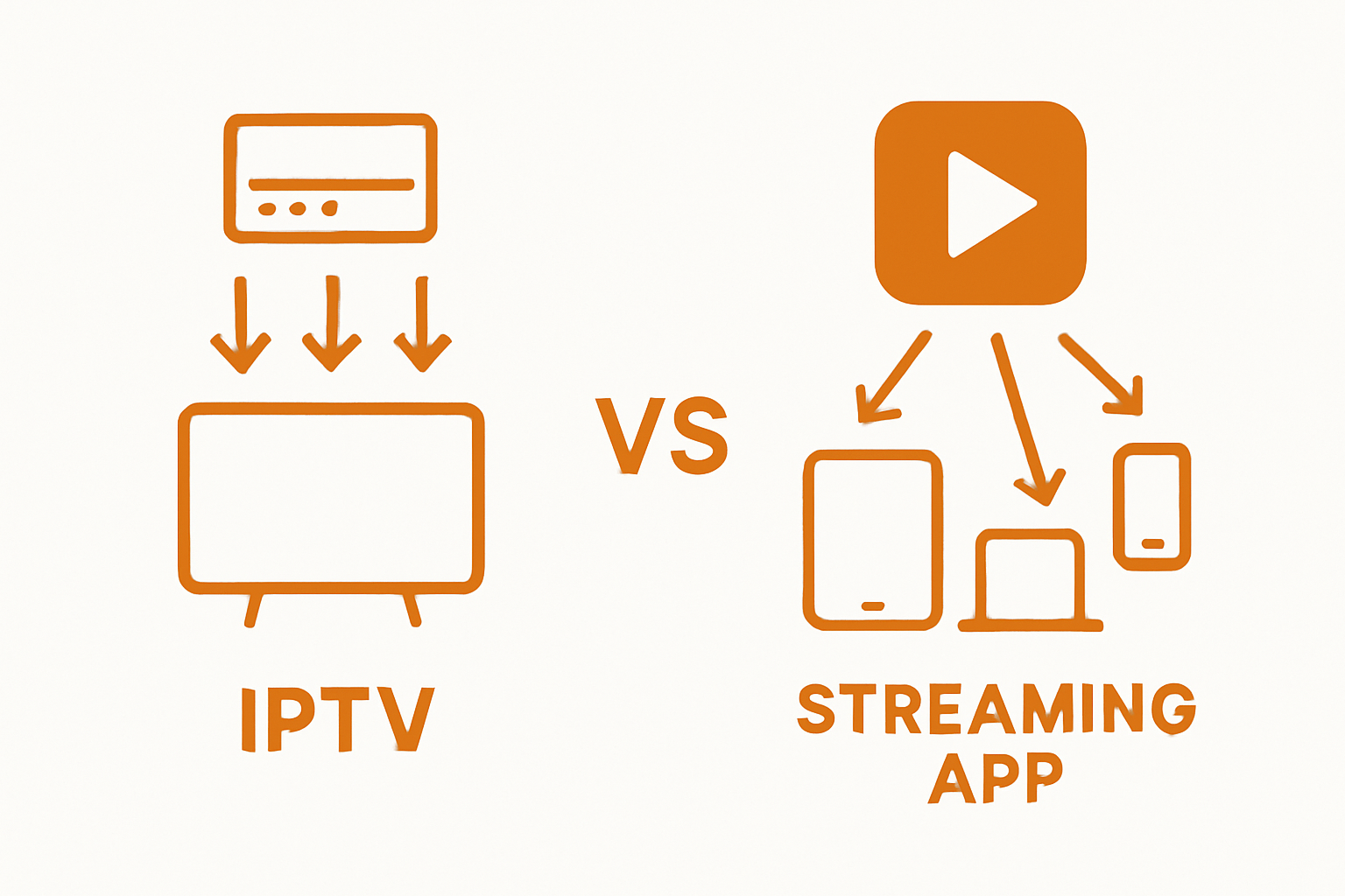 Infographic showing IPTV and streaming apps key differences