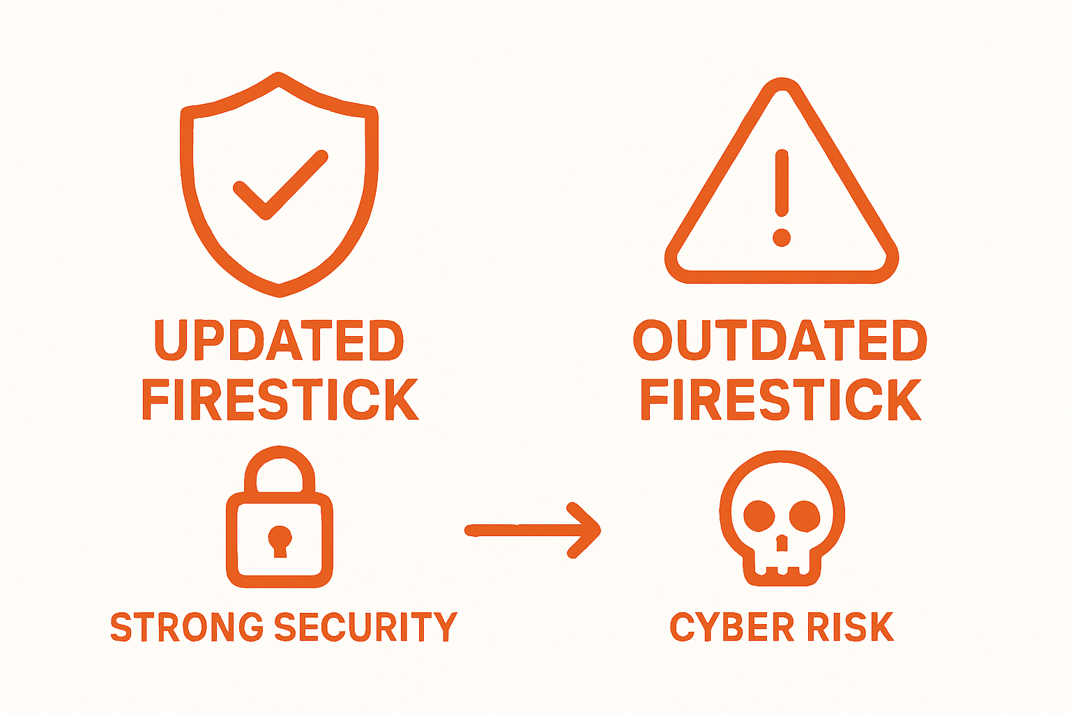 Infographic comparing updated vs. outdated Fire Stick security